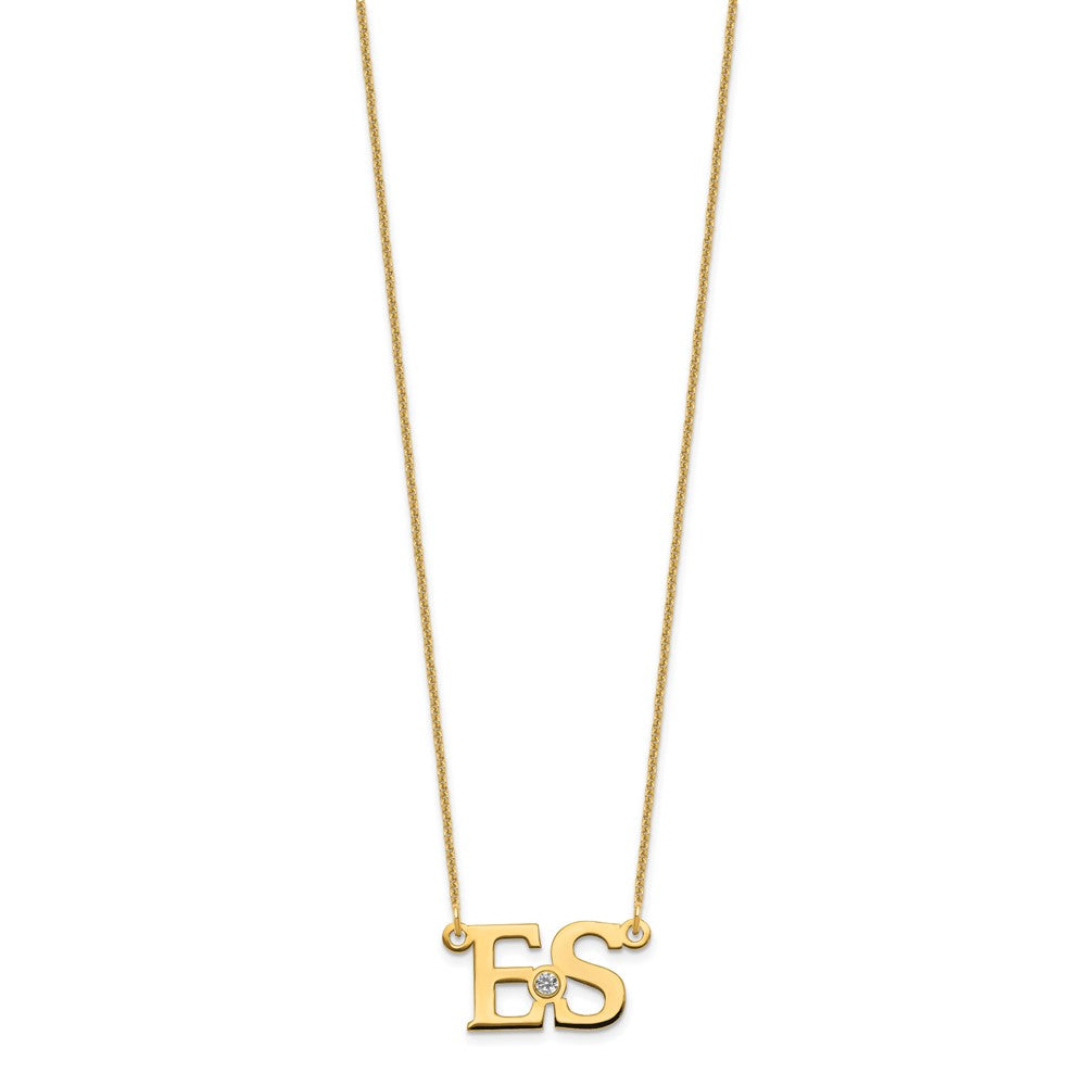 14K Gelbgold Yg 2 Initials 14K/rhodiniert Zargenfassung Geburtsstein Halskette