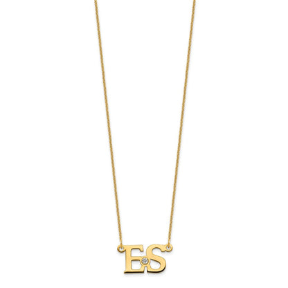 14K Gelbgold Yg 2 Initials 14K/rhodiniert Zargenfassung Geburtsstein Halskette