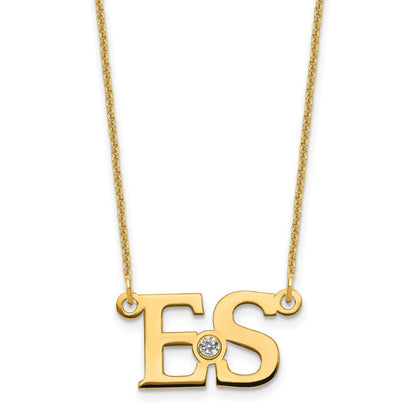 14K Gelbgold Yg 2 Initials 14K/rhodiniert Zargenfassung Geburtsstein Halskette