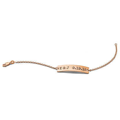 14K Roségold Gebürstet Epoxid Initials und Date Stab Armband