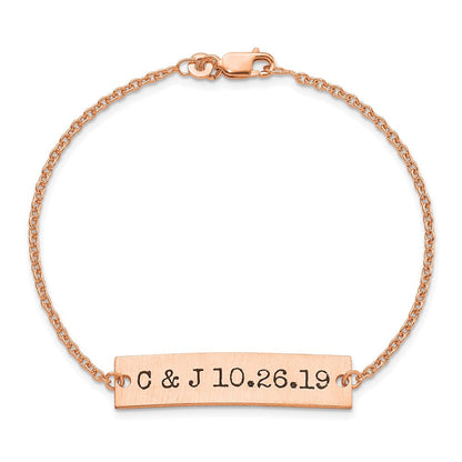 14K Roségold Gebürstet Epoxid Initials und Date Stab Armband