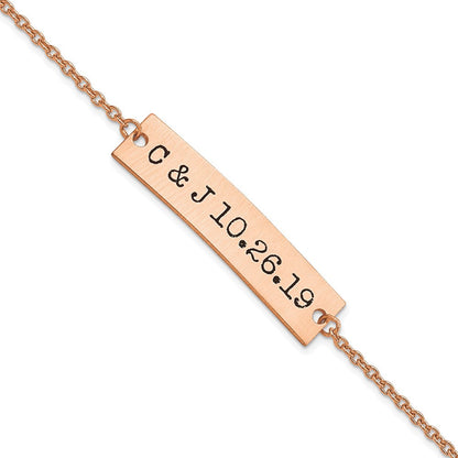 14K Roségold Gebürstet Epoxid Initials und Date Stab Armband