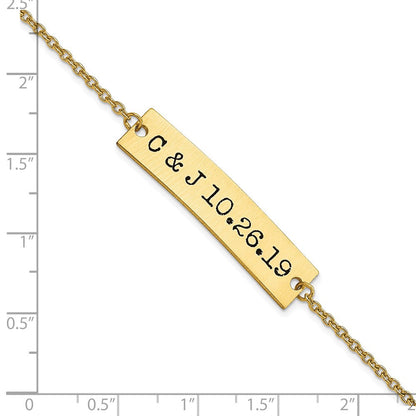 14K Gelbgold Gebürstet Epoxid Initials und Date Stab Halskette