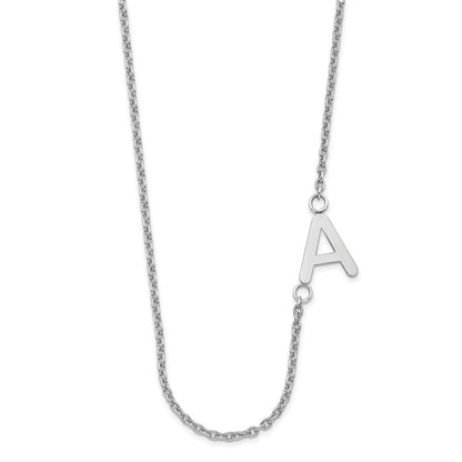 Sterlingsilber Silber/rhodiniert Klein Offset Initiale Halskette