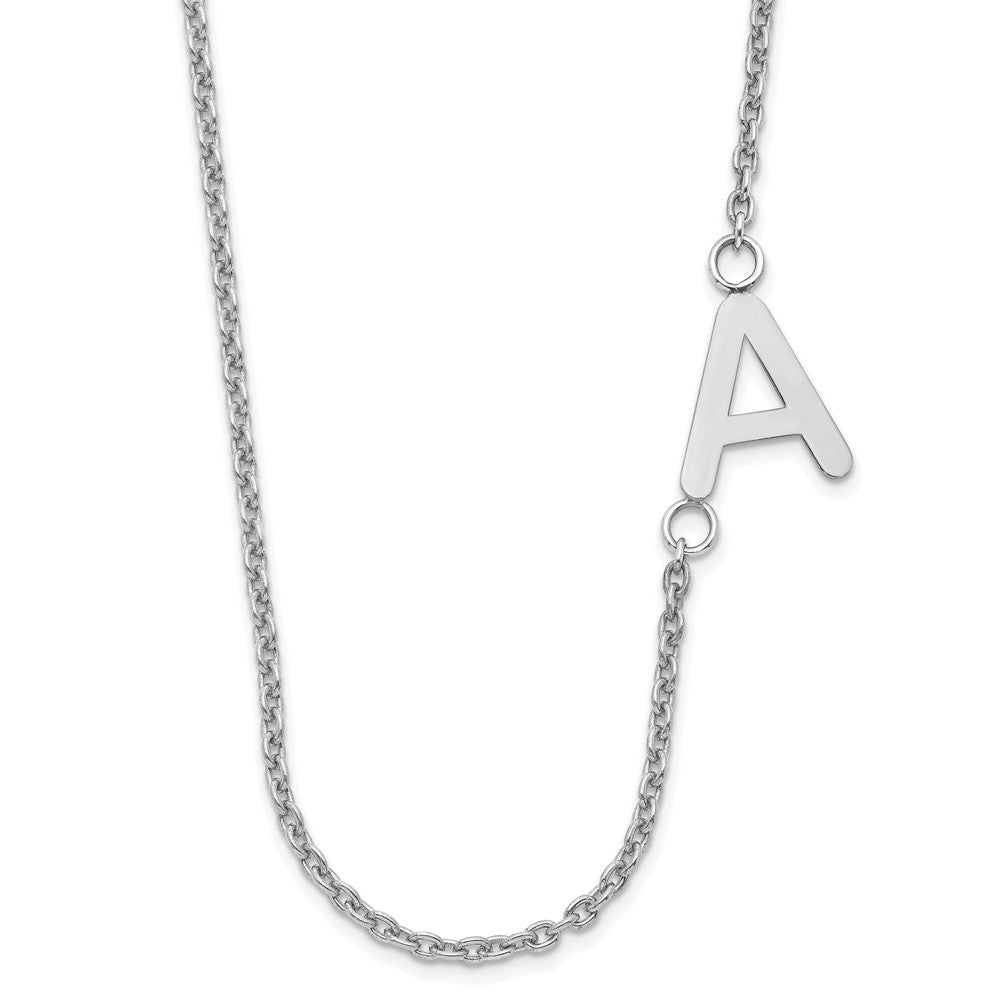 Sterlingsilber Silber/rhodiniert Klein Offset Initiale Halskette