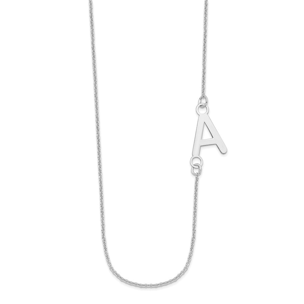 14K Weißgold Klein Offset Initiale Halskette