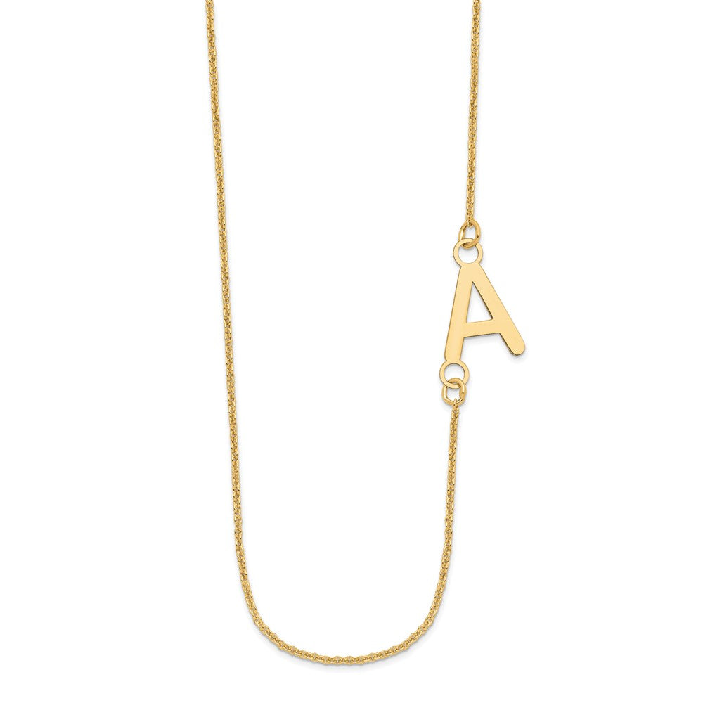 14K Gelbgold Klein Offset Initiale Halskette
