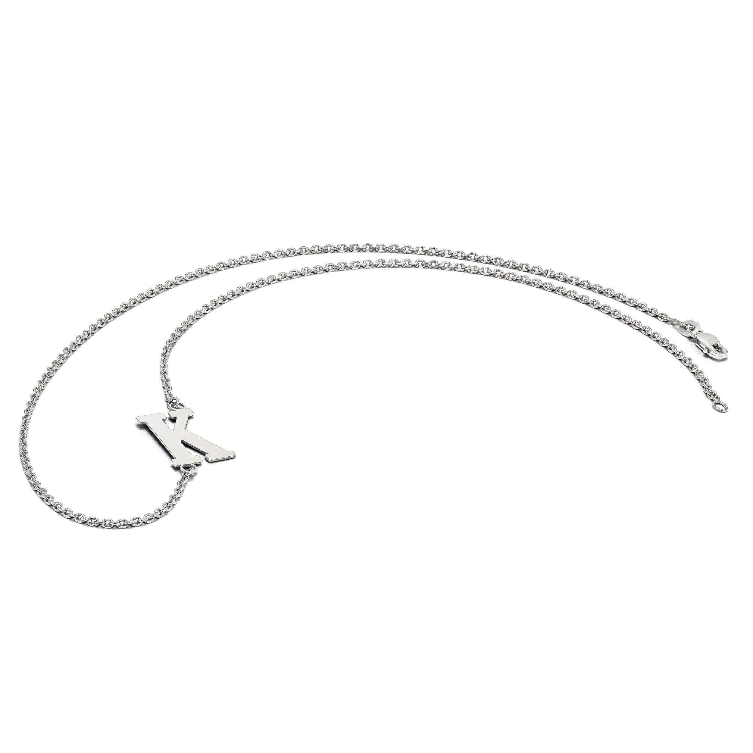 14K Weißgold Groß Offset Initiale Halskette