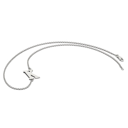 14K Weißgold Groß Offset Initiale Halskette