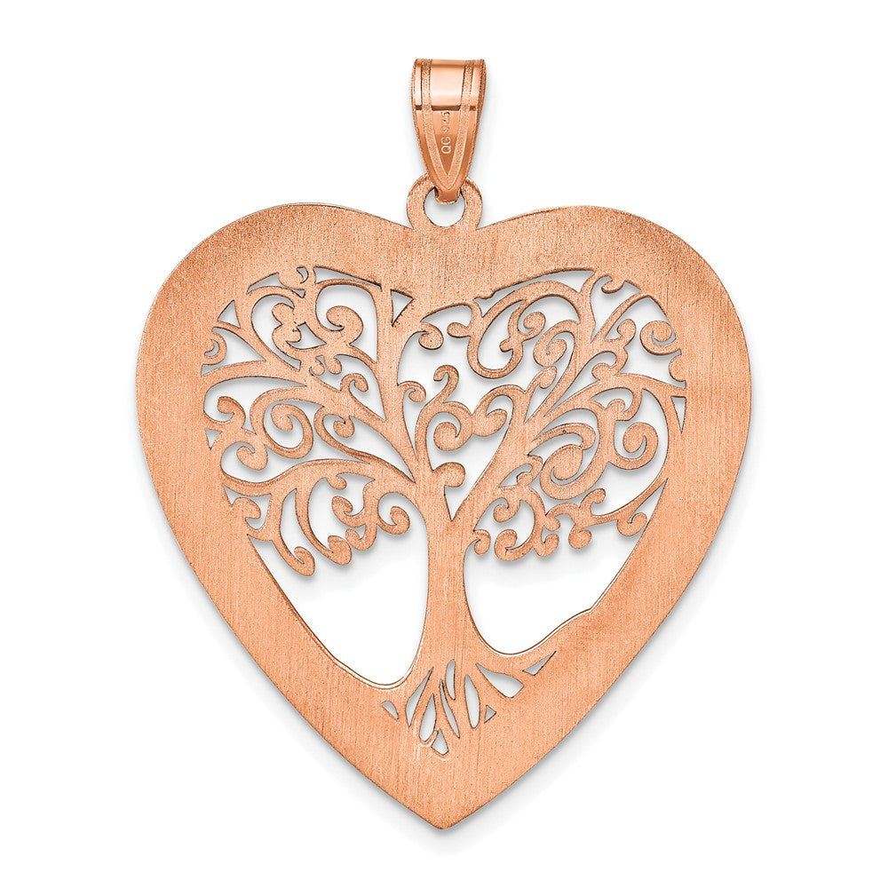 14K Roségold Herz Familie Baum Anhänger