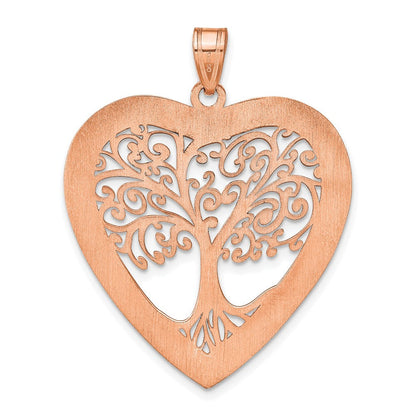 14K Roségold Herz Familie Baum Anhänger