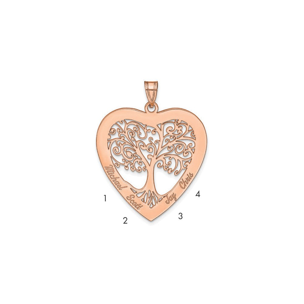Roségoldbeschichtet Sterlingsilber /rose Herz Familie Baum Anhänger