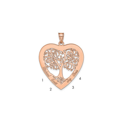 Roségoldbeschichtet Sterlingsilber /rose Herz Familie Baum Anhänger