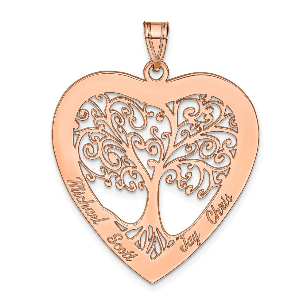 Roségoldbeschichtet Sterlingsilber /rose Herz Familie Baum Anhänger