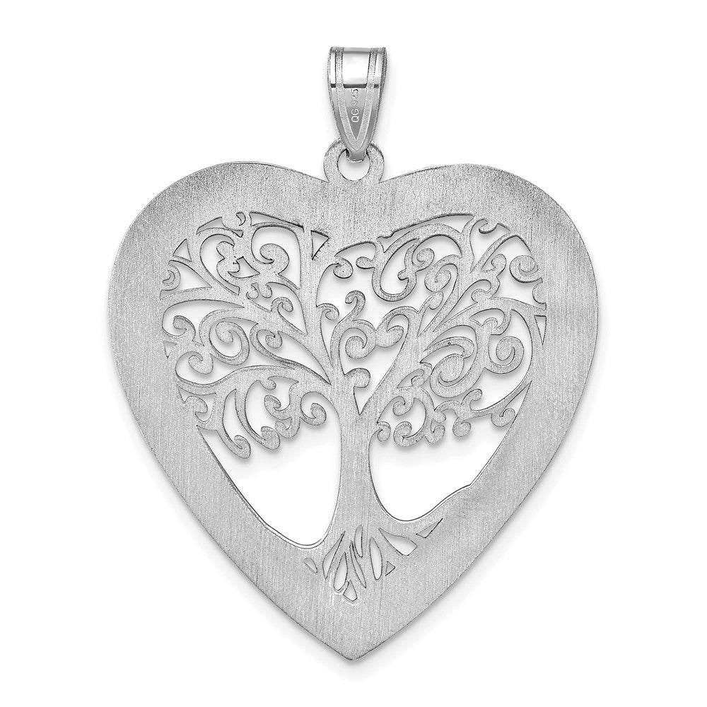 14K Weißgold 14kw Herz Familie Baum Anhänger