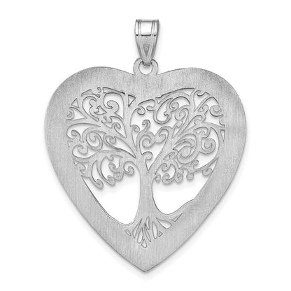 14K Weißgold 14kw Herz Familie Baum Anhänger