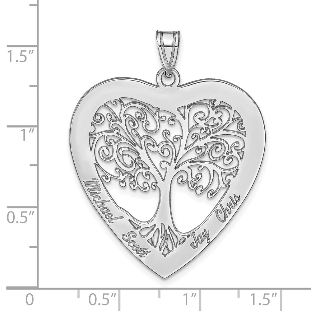 14K Weißgold 14kw Herz Familie Baum Anhänger