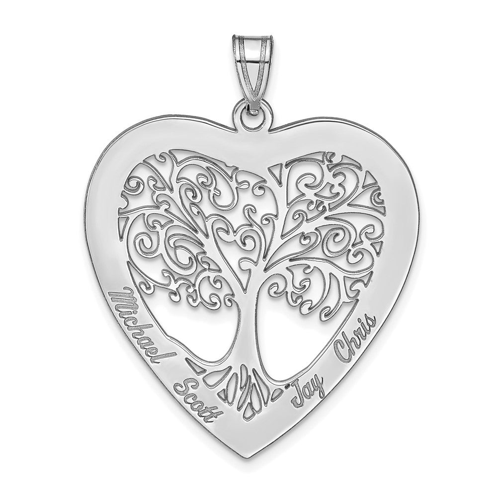 14K Weißgold 14kw Herz Familie Baum Anhänger