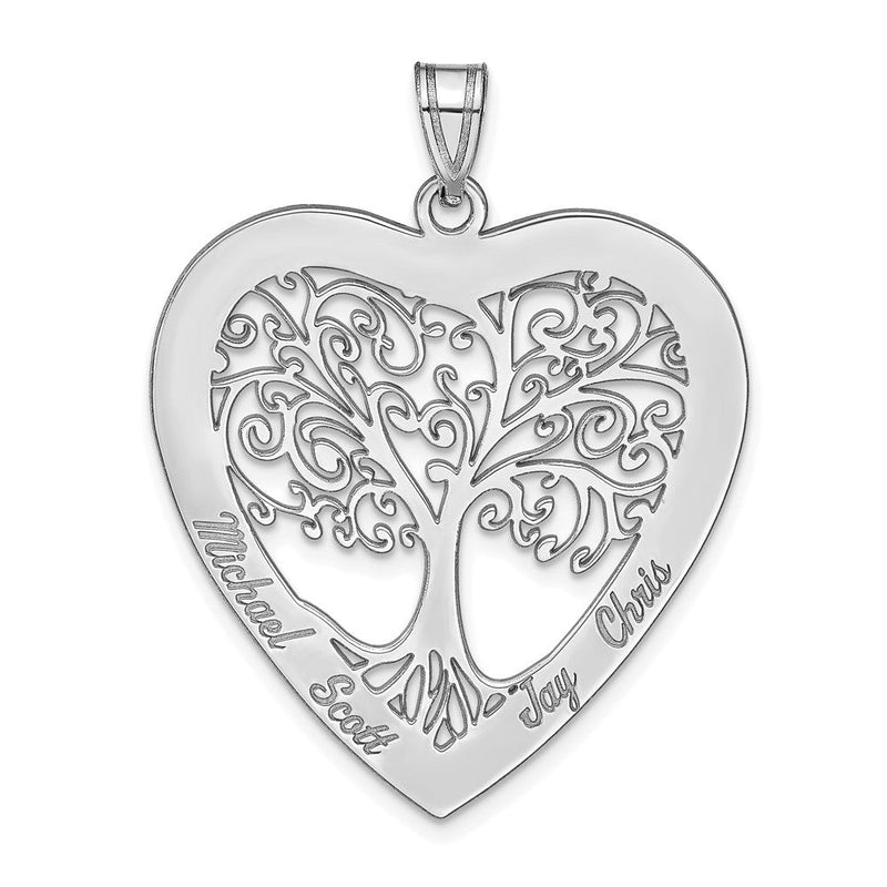 14K Weißgold 14kw Herz Familie Baum Anhänger