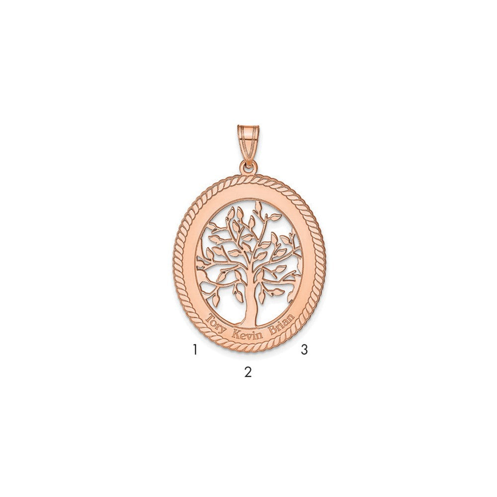 Roségoldbeschichtet Sterlingsilber /rose Oval Familie Baum Anhänger