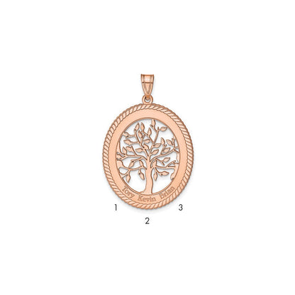 Roségoldbeschichtet Sterlingsilber /rose Oval Familie Baum Anhänger