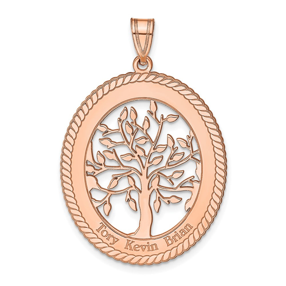 Roségoldbeschichtet Sterlingsilber /rose Oval Familie Baum Anhänger