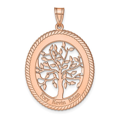 Roségoldbeschichtet Sterlingsilber /rose Oval Familie Baum Anhänger