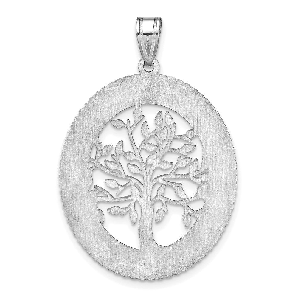 14K Weißgold 14kw Oval Familie Baum Anhänger