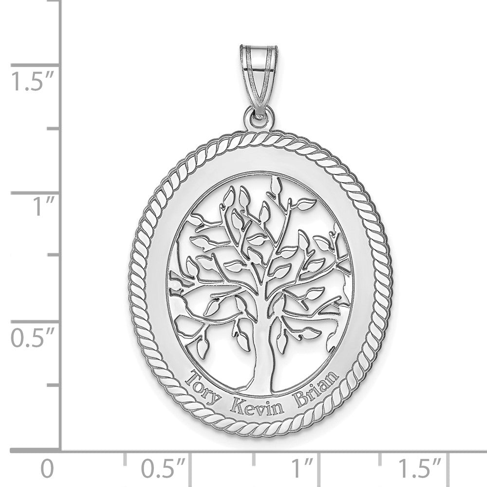14K Weißgold 14kw Oval Familie Baum Anhänger