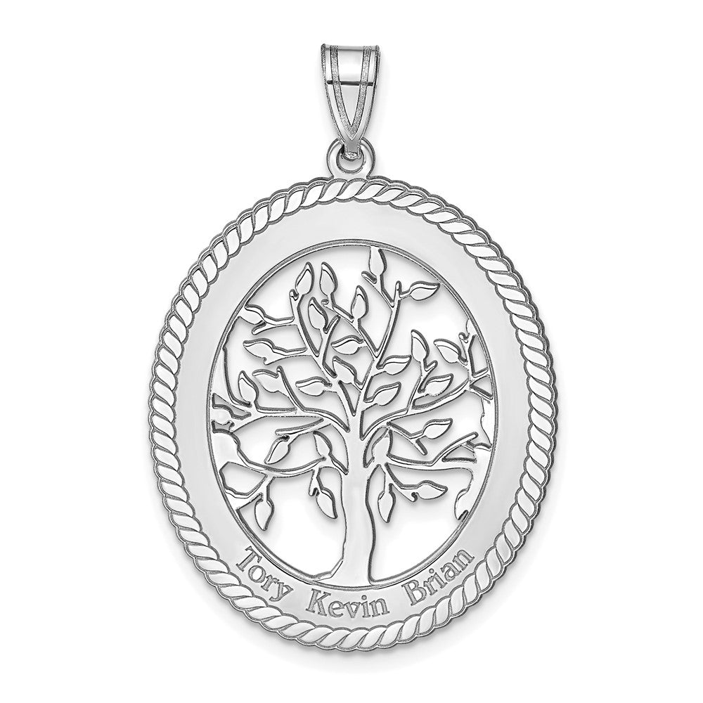 14K Weißgold 14kw Oval Familie Baum Anhänger