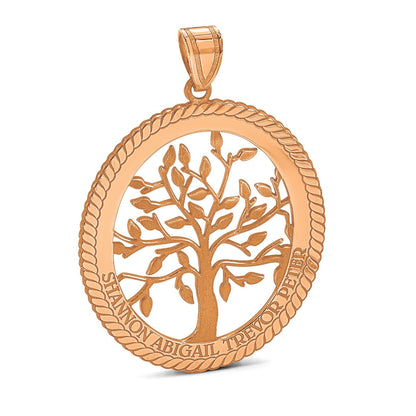 14K Roségold Oval Familie Baum Anhänger