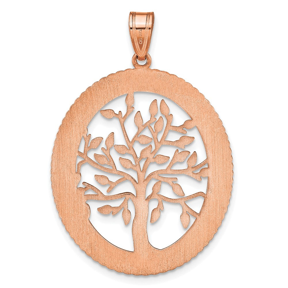 14K Roségold Oval Familie Baum Anhänger