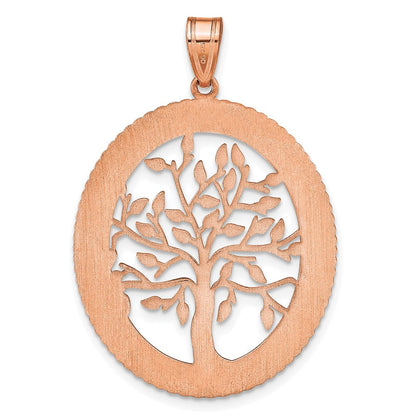 14K Roségold Oval Familie Baum Anhänger