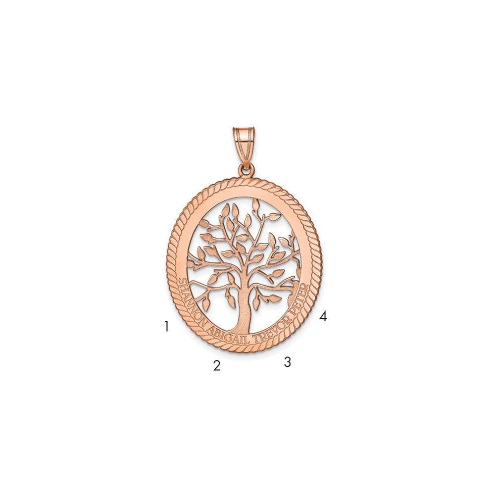 Roségoldbeschichtet Sterlingsilber /rose Oval Familie Baum Anhänger