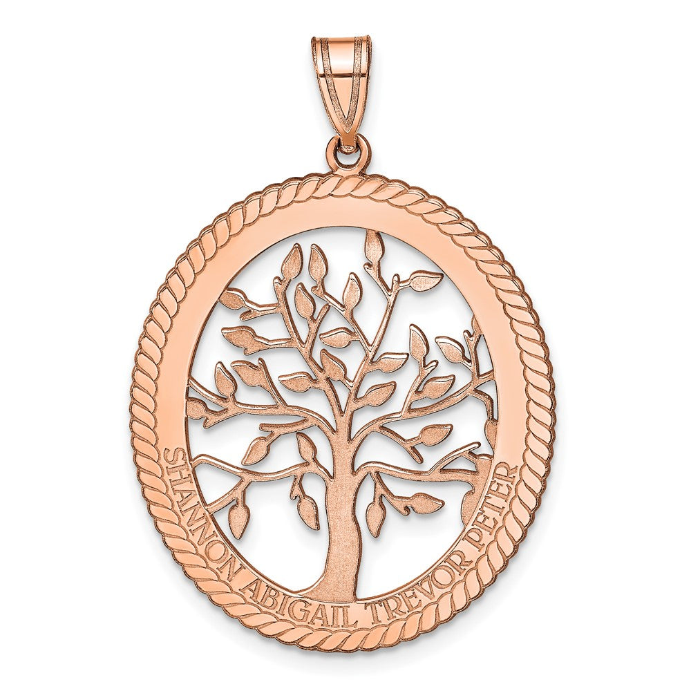 14K Roségold Oval Familie Baum Anhänger