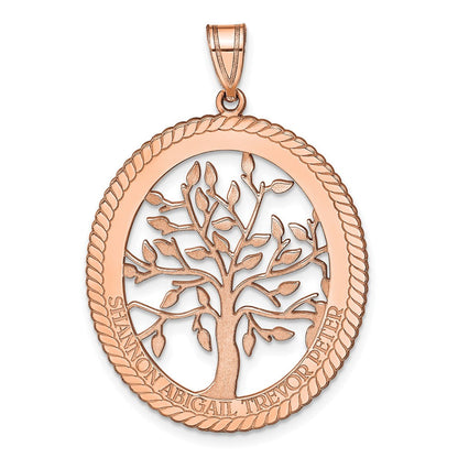 14K Roségold Oval Familie Baum Anhänger