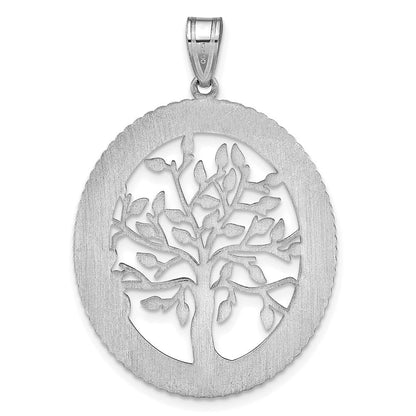 14K Weißgold 14kw Oval Familie Baum Anhänger