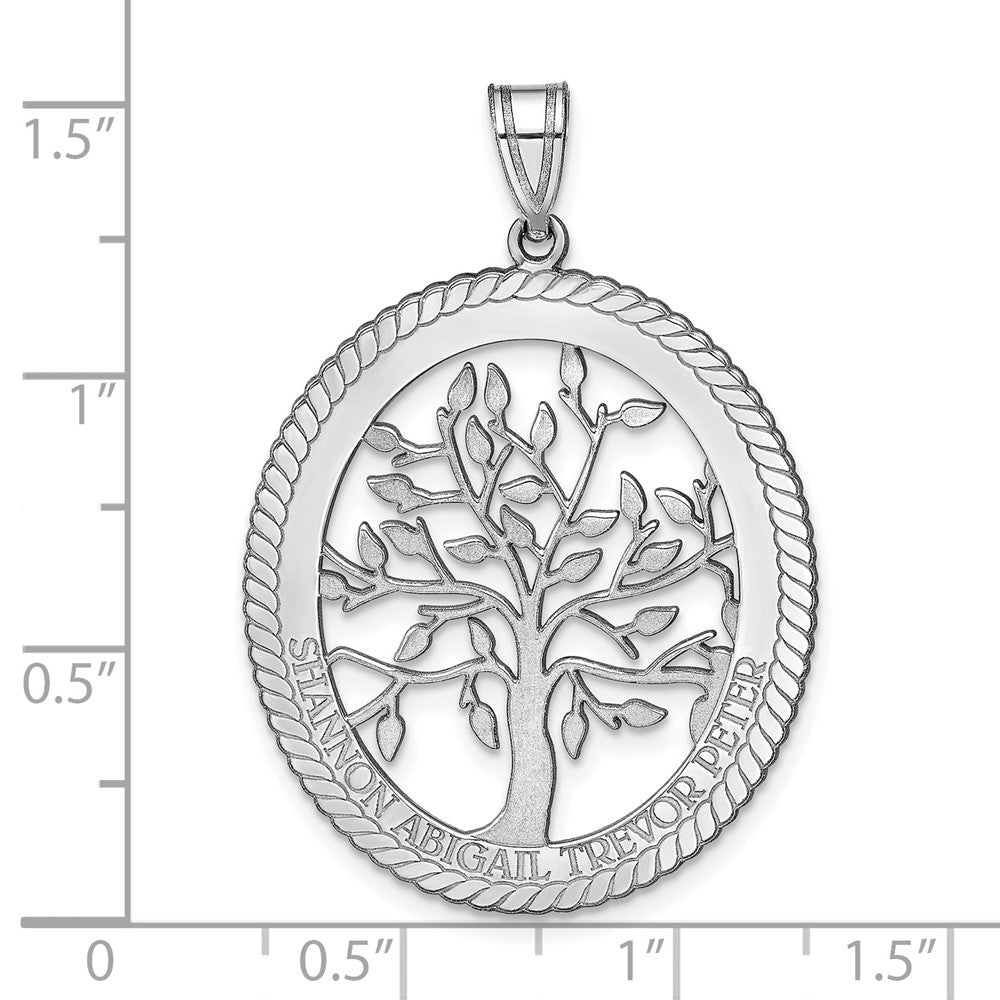 14K Weißgold 14kw Oval Familie Baum Anhänger