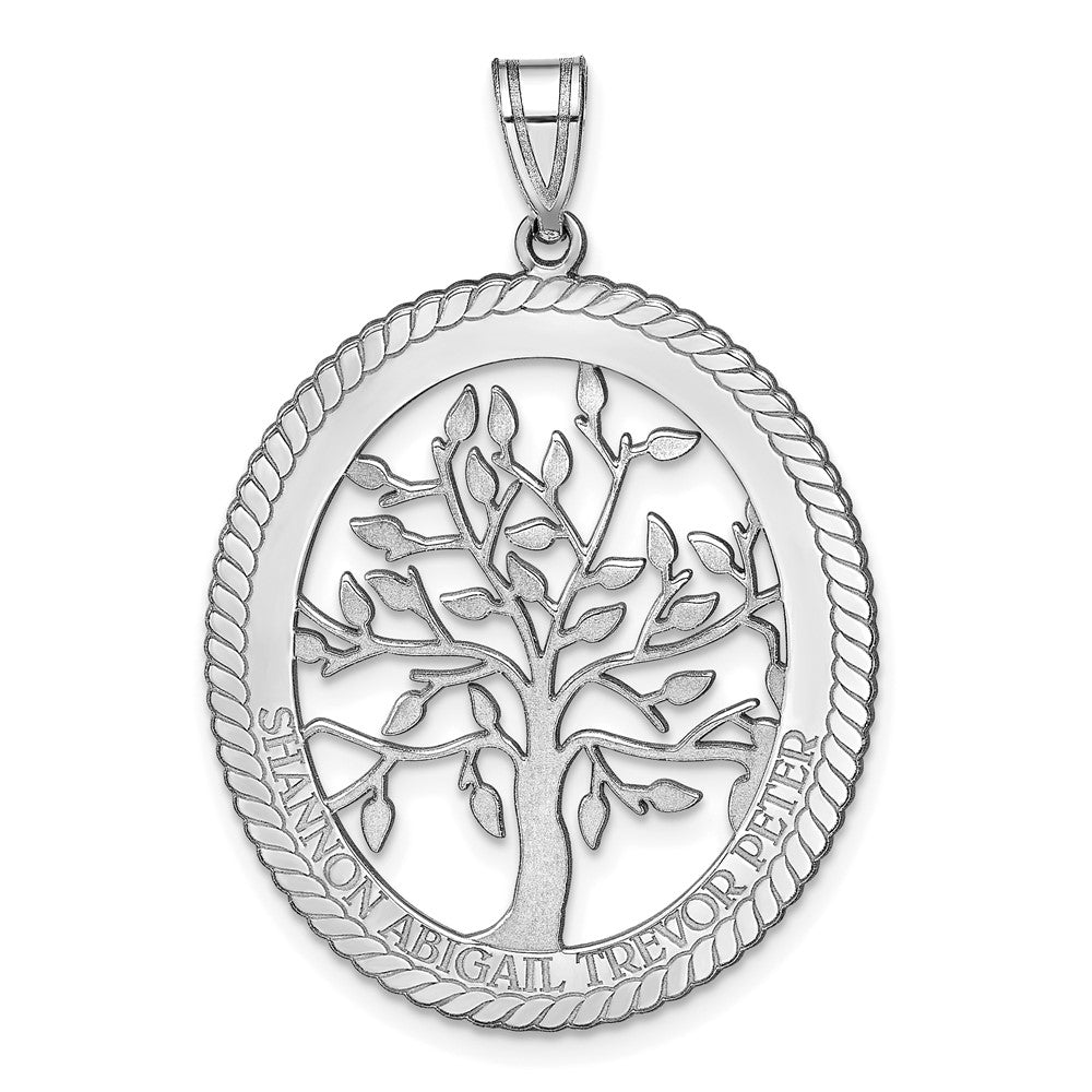 14K Weißgold 14kw Oval Familie Baum Anhänger