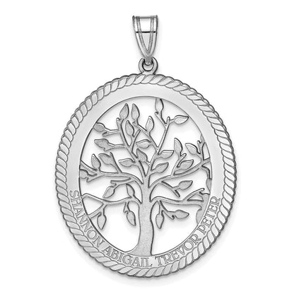 14K Weißgold 14kw Oval Familie Baum Anhänger