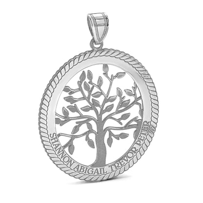 14K Weißgold 14kw Oval Familie Baum Anhänger