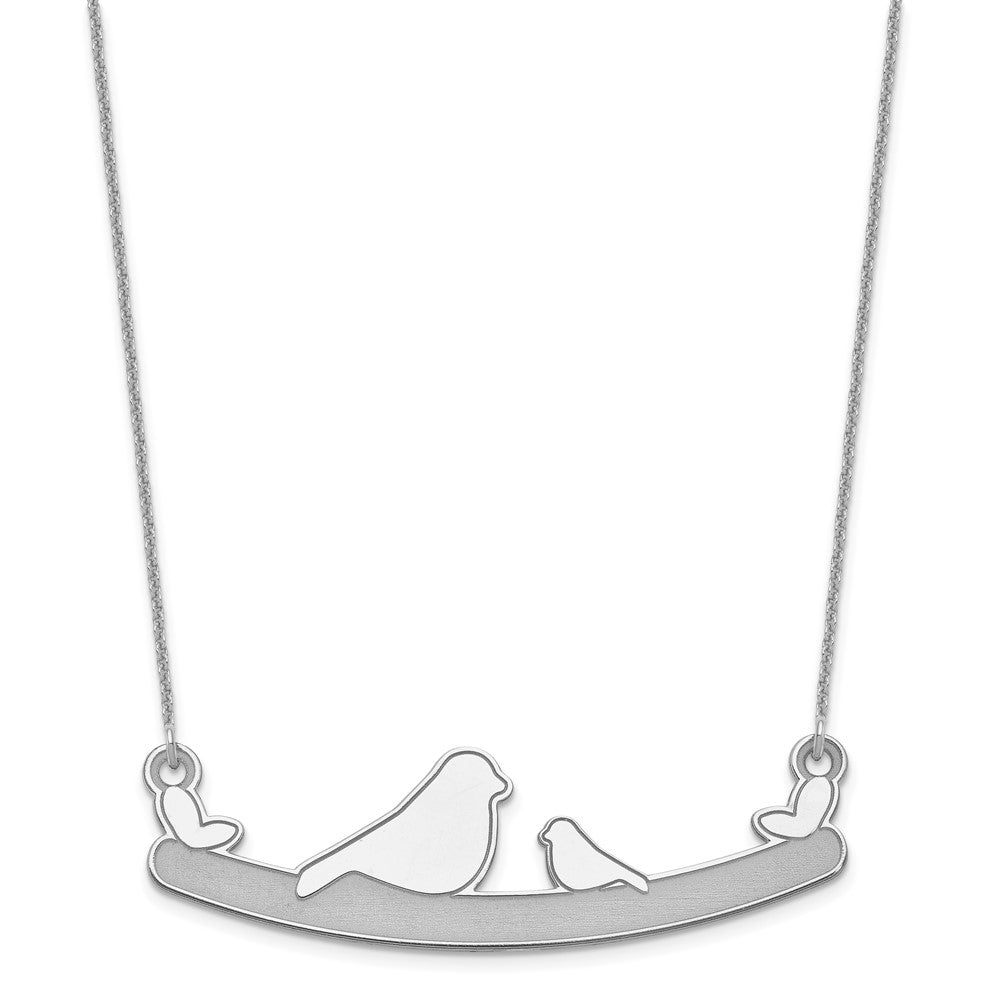 14K Weißgold Mama und Baby Vogel Halskette