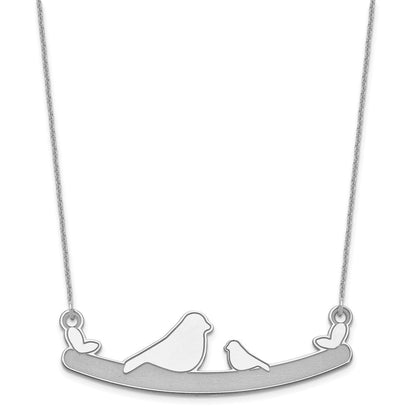 14K Weißgold Mama und Baby Vogel Halskette