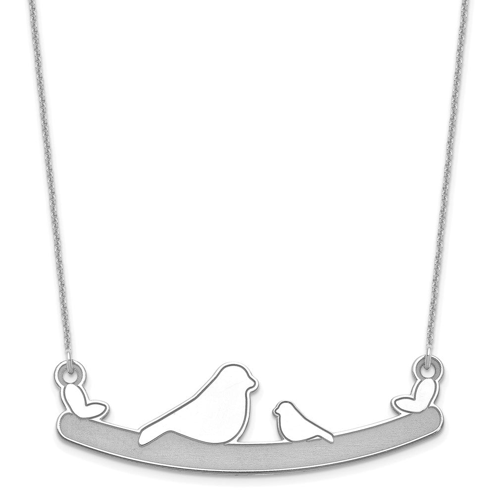14K Weißgold Mama und Baby Vogel Halskette