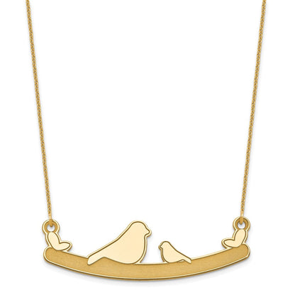 14K Gelbgold Mama und Baby Vogel Halskette