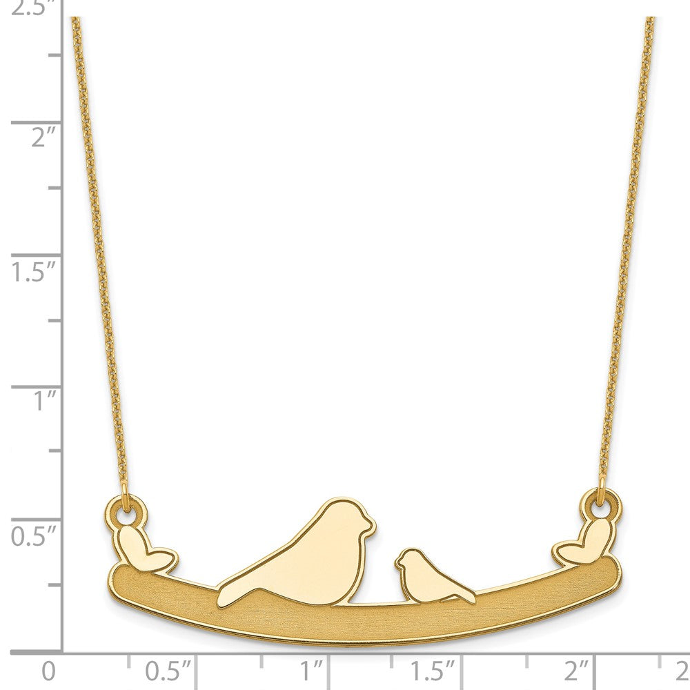 14K Gelbgold Mama und Baby Vogel Halskette
