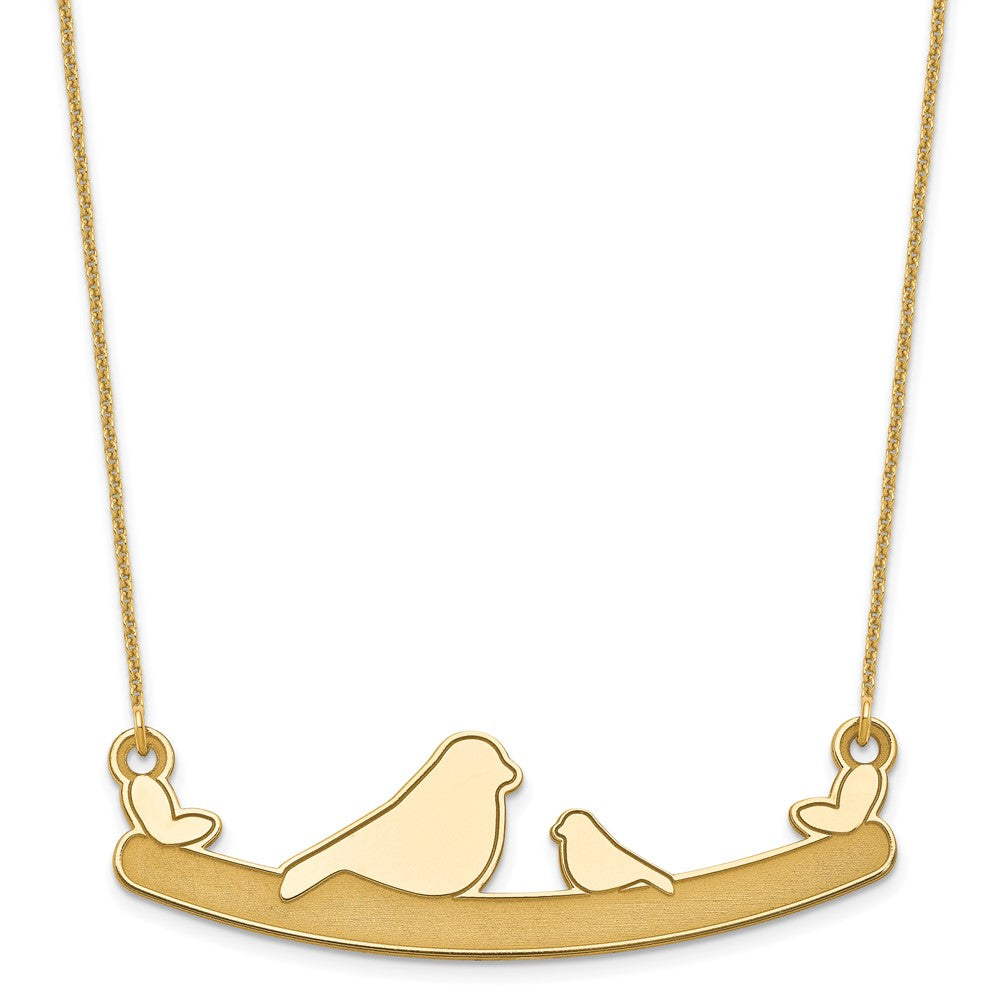 14K Gelbgold Mama und Baby Vogel Halskette