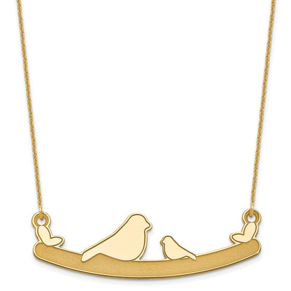 14K Gelbgold Mama und Baby Vogel Halskette