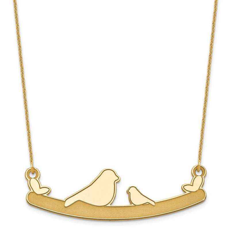 14K Gelbgold Mama und Baby Vogel Halskette