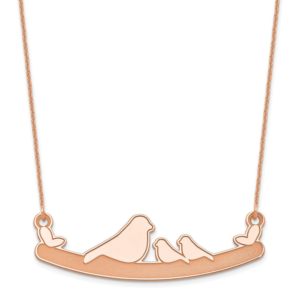 14K Roségold Mama und 2 Baby Birds Halskette